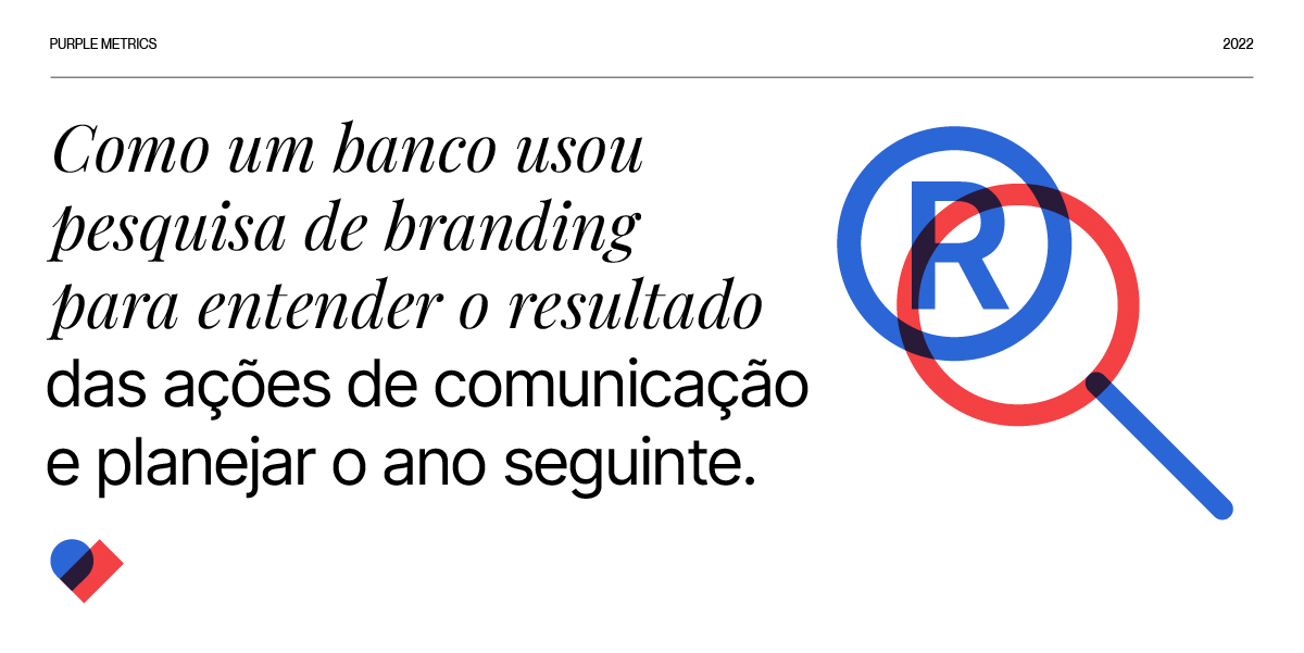 Case como um banco usou pesquisa de branding com Purple Metrics para entender o resultado das ações de comunicação e planejar o ano seguinte.